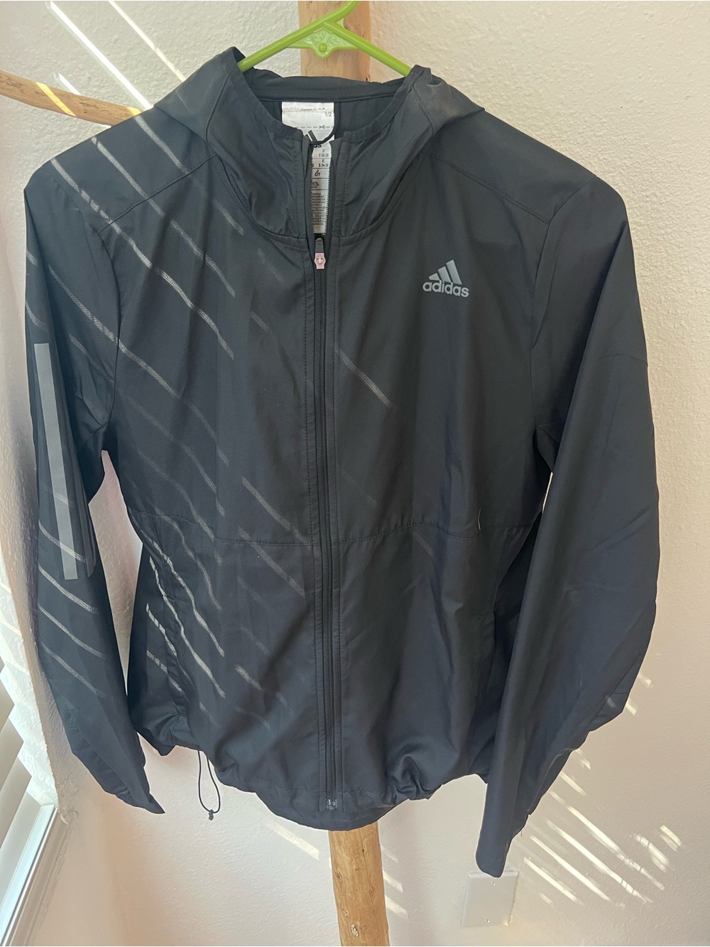 adidas Black Hooded Windbreaker Jacket
